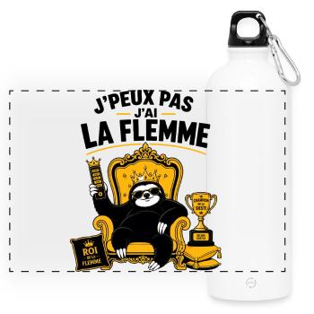 J’Peux Pas J’Ai La Flemme Royale - Gourde panoramique avec mousqueton 750 ml - blanc - Devant