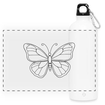 Minimalistic Butterfly - Panoramic Drinks Bottle with Carabiner 750 ml - white - Front