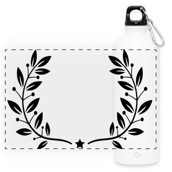 Laurel wreath - Panoramic Drinks Bottle with Carabiner 750 ml - white - Front