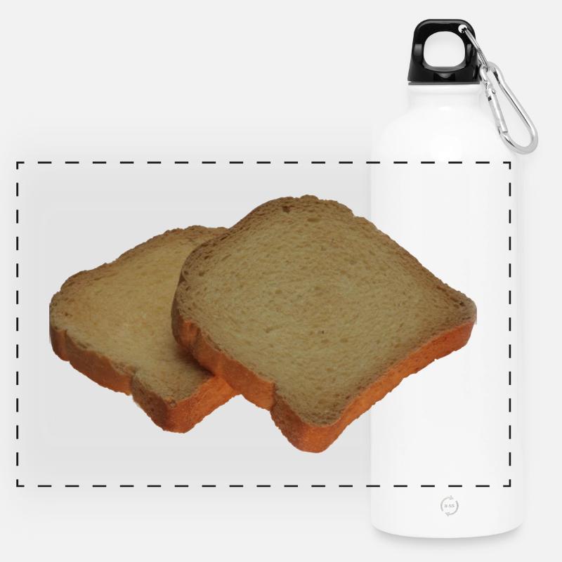 Artificial toast bread design - Panoramic Drinks Bottle with Carabiner 750 ml - white