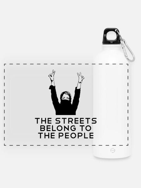 AntiFa Geschenkidee für Antifaschisten - Panorama Trinkflasche mit Karabiner 750 ml - Weiß