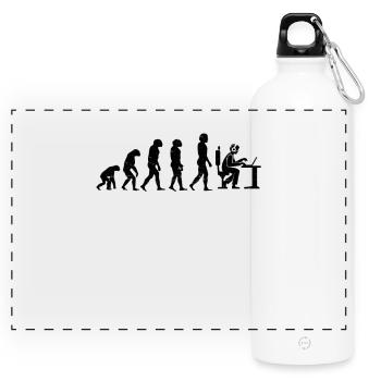 Evolution of Gamer Zocker Nerd Geek Progamer - Gourde panoramique avec mousqueton 750 ml - blanc - Devant