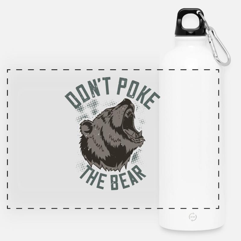 Don't irritate the bear - Panoramic Drinks Bottle with Carabiner 750 ml - white