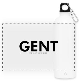 Gent Belgien Koordinaten - Panorama Trinkflasche mit Karabiner 750 ml - Weiß - Vorne