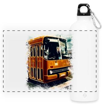 Vintage Ikarus Bus - Panorama Trinkflasche mit Karabiner 750 ml - Weiß - Vorne