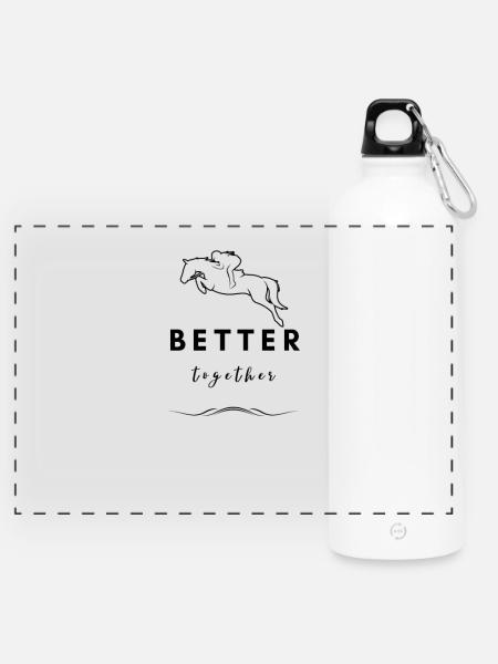 Better together - Pferdeliebhaber - Panorama Trinkflasche mit Karabiner 750 ml - Weiß