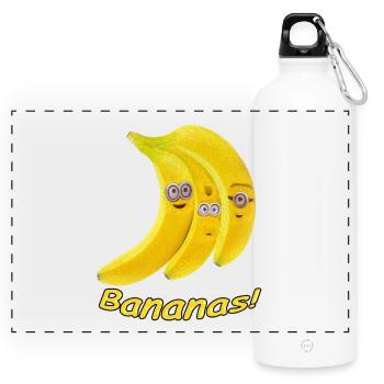 I Love bananas - Panoramic Drinks Bottle with Carabiner 750 ml - white - Front