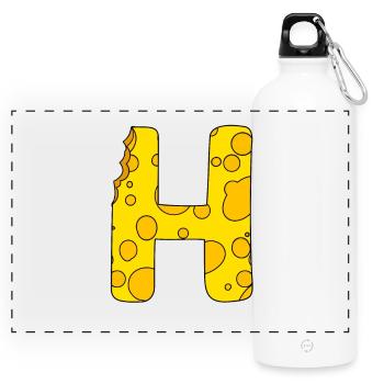 Buchstabe H - Panorama Trinkflasche mit Karabiner 750 ml - Weiß - Vorne