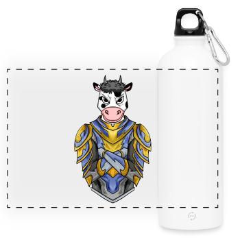 Knight Cow Crusader - Panoramic Drinks Bottle with Carabiner 750 ml - white - Front