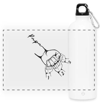 Personnalisé papa 3 enfants Shot Stitch papa - Gourde panoramique avec mousqueton 750 ml - blanc - Devant