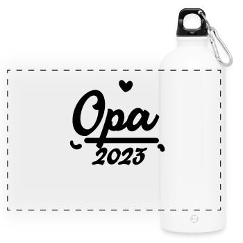 Opa 2023 - Panorama Trinkflasche mit Karabiner 750 ml - Weiß - Vorne