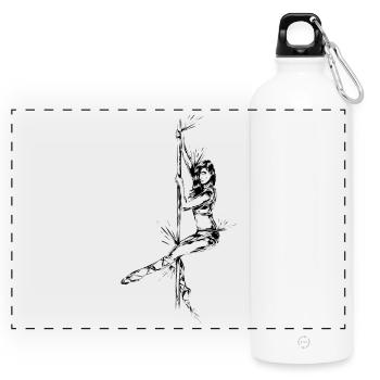 Pole Dance - Panorama Trinkflasche mit Karabiner 750 ml - Weiß - Vorne