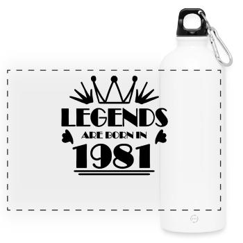 1981 - Born 1981 - Panoramic Drinks Bottle with Carabiner 750 ml - white - Front