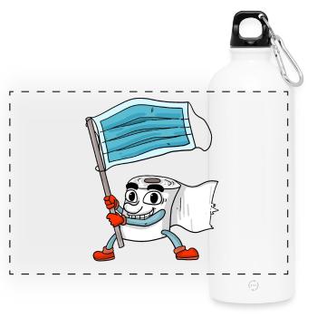 Toilet Paper Mask Flag - Panoramic Drinks Bottle with Carabiner 750 ml - white - Front