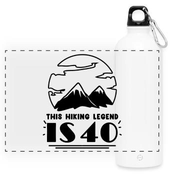 Hiking 40th birthday Hiker 40 years old - Panoramic Drinks Bottle with Carabiner 750 ml - white - Front