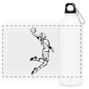 Basketball Dunk - Panoramic Drinks Bottle with Carabiner 750 ml - white - Front