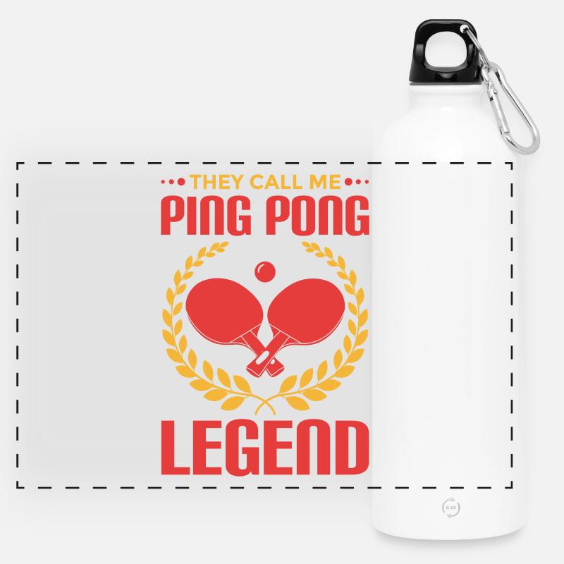 They call me Ping Pong Legend - Panoramic Drinks Bottle with Carabiner 750 ml - white