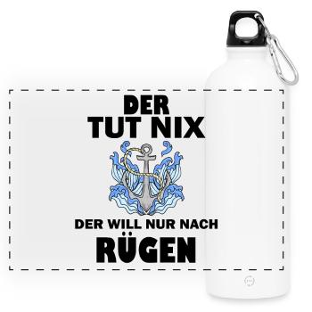 Rügen Spruch Ostsee Urlaub - Panorama Trinkflasche mit Karabiner 750 ml - Weiß - Vorne