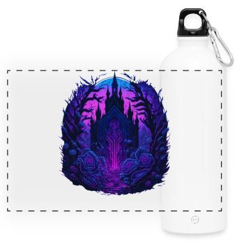 Château de Neon Roses Vaporwave - Gourde panoramique avec mousqueton 750 ml - blanc - Devant