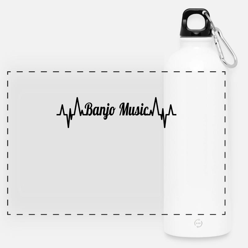 Banjo Music Heart Line - Panoramic Drinks Bottle with Carabiner 750 ml - white