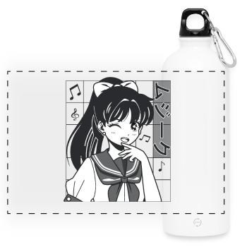 Anime Music - Panoramic Drinks Bottle with Carabiner 750 ml - white - Front