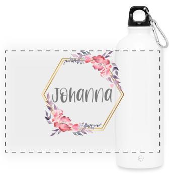 Johanna fille prénom cadeau de bébé - Gourde panoramique avec mousqueton 750 ml - blanc - Devant