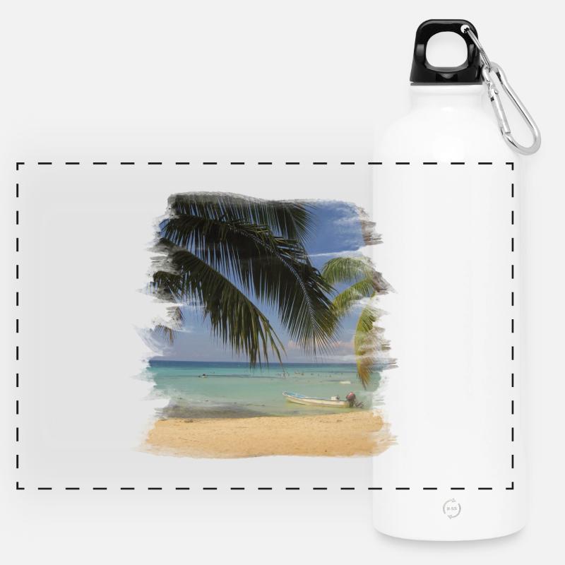 Beach - Panorama Trinkflasche mit Karabiner 750 ml - Weiß