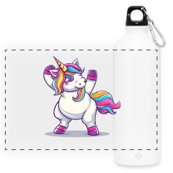 Pose de la Licorne Magique Arc-en-ciel - Gourde panoramique avec mousqueton 750 ml - blanc - Devant