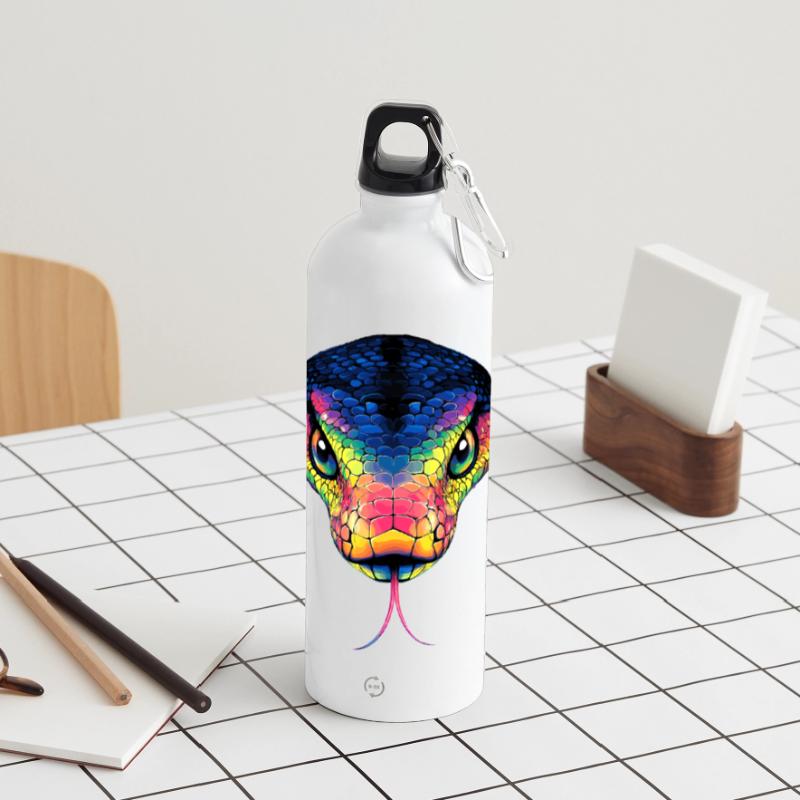 Serpent Python Cobra Mamba Serpent à sonnettes Serpent Gourde panoramique avec mousqueton 750 ml