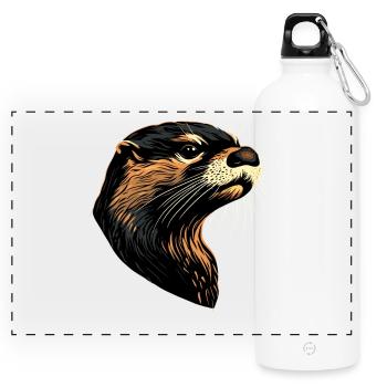 Otter Sea Otter Otter Marten Love Cute Otter - Panoramic Drinks Bottle with Carabiner 750 ml - white - Front