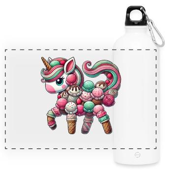 Unicorn Cream Scoop Cream Summer Dessert Whimsical - Panoramic Drinks Bottle with Carabiner 750 ml - white - Front