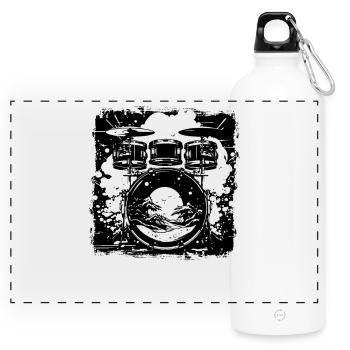 Trapset Drawing - Panoramic Drinks Bottle with Carabiner 750 ml - white - Front