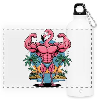 Flamant rose musculaire - Gourde panoramique avec mousqueton 750 ml - blanc - Devant
