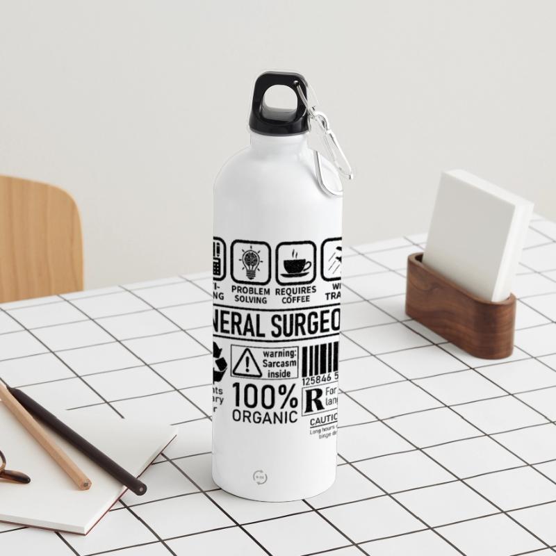 General Surgeon multi tasking problem solving Panoramic Drinks Bottle with Carabiner 750 ml