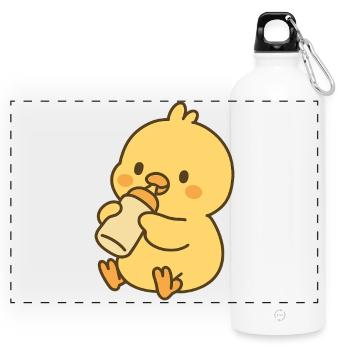 Little chick with milk bottles - Panoramic Drinks Bottle with Carabiner 750 ml - white - Front