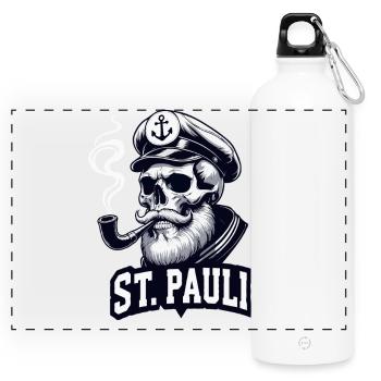 St.Pauli Kiez Hamburg Totenkopf Sankt Pauli - Gourde panoramique avec mousqueton 750 ml - blanc - Devant