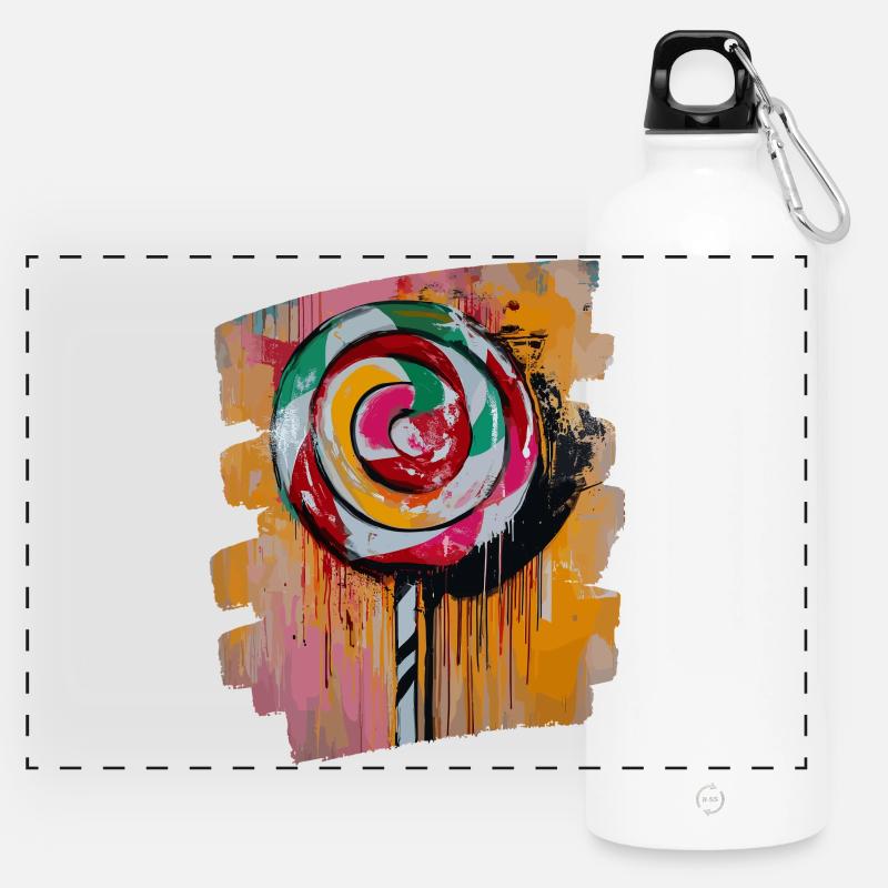 Lollipop lollipop candy candy - Panoramic Drinks Bottle with Carabiner 750 ml - white