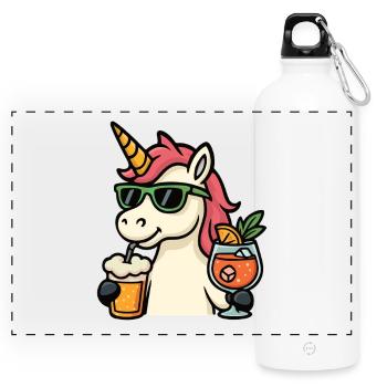 Boissons Licorne de fête - Gourde panoramique avec mousqueton 750 ml - blanc - Devant