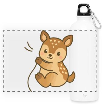 Cuddly fawn dream - Panoramic Drinks Bottle with Carabiner 750 ml - white - Front