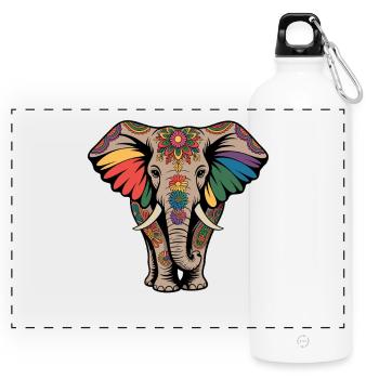 Elefant Rüsseltier Afrika Safari Wildnis Elefanten - Panorama Trinkflasche mit Karabiner 750 ml - Weiß - Vorne
