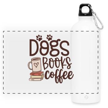 Livres et café sur les chiens - Gourde panoramique avec mousqueton 750 ml - blanc - Devant