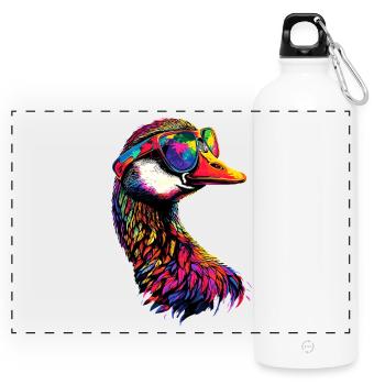 Gans Süße Gänseküken Gans Küken Ente Kleine Gänse - Panorama Trinkflasche mit Karabiner 750 ml - Weiß - Vorne