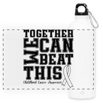Childhood Cancer Awareness Gold Ribbon  - Panoramic Drinks Bottle with Carabiner 750 ml - white - Front