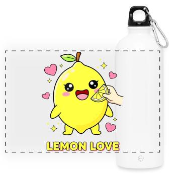 Lemon Love Kawaii Manga Lemon - Panoramic Drinks Bottle with Carabiner 750 ml - white - Front