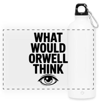 What Would Orwell Think - Panoramic Drinks Bottle with Carabiner 750 ml - white - Front