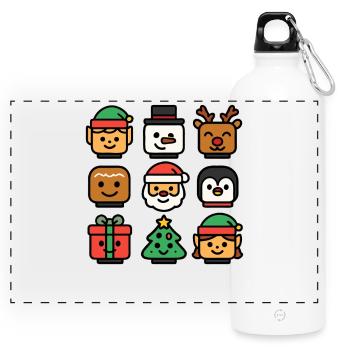 Noël Blocs de construction Chefs Jeunesse Enfant Noël - Gourde panoramique avec mousqueton 750 ml - blanc - Devant
