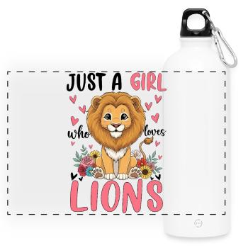 Fille lion dessin animé avec coeur de fleur - Gourde panoramique avec mousqueton 750 ml - blanc - Devant
