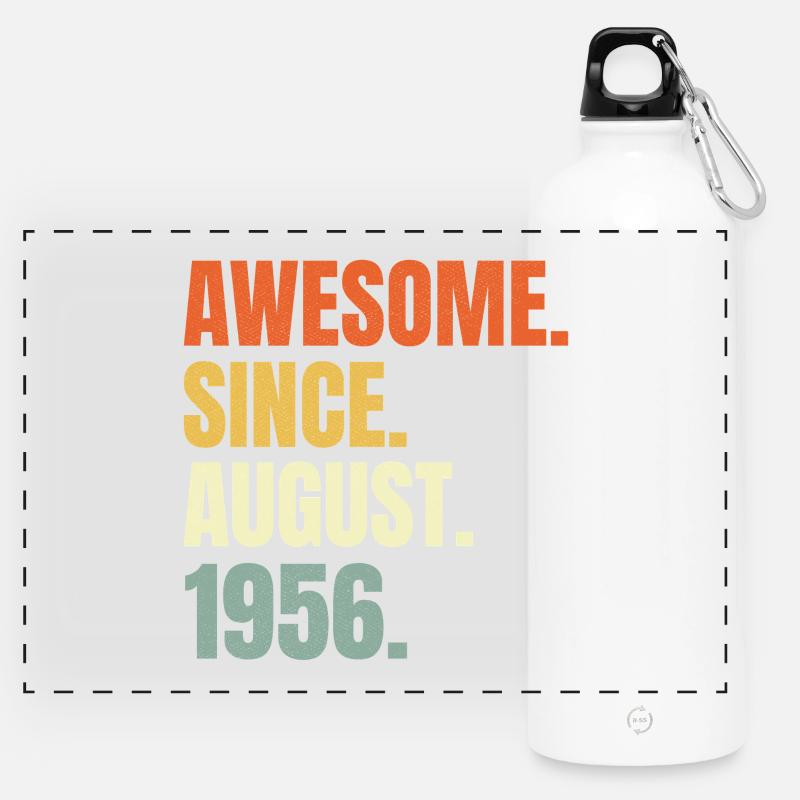 awesome since august 1956 birthday - Panorama Trinkflasche mit Karabiner 750 ml - Weiß