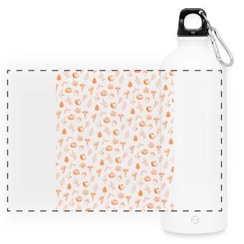 Autumn Harvest Pattern - Cozy Fall Season - Panoramic Drinks Bottle with Carabiner 750 ml - white - Front
