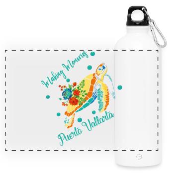 Souvenirs de vacances à Puerto Vallarta - Gourde panoramique avec mousqueton 750 ml - blanc - Devant